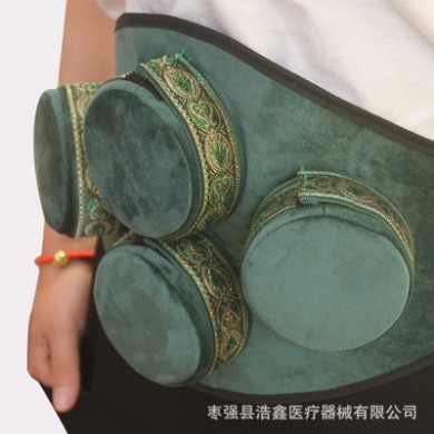 绿色艾灸布套四联带花纹艾灸服 随身灸布套无烟艾灸 无烟艾灸包