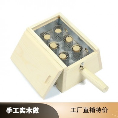 六孔实木艾灸盒艾灸器无油漆木质家用腰部腹部专用批发艾灸盒批发