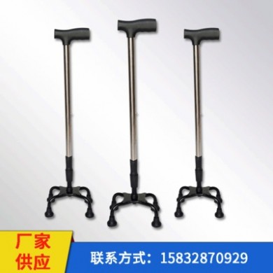 黑色半钢四脚手杖 新款助行器助步器 医疗器械复健器材四脚手杖