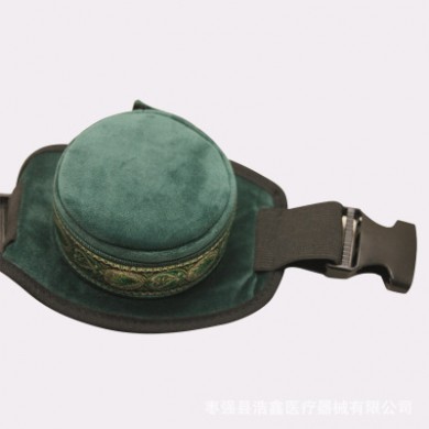 绿色带花纹单联艾灸布套 随身灸布套 艾灸布套无烟艾灸盒单联生产