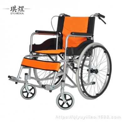 供应轮椅折叠轻便便携免安装免充气老人残疾人旅行折背折把轮椅