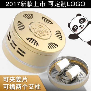 2018新款纯铜艾灸盒双插艾柱网底随身灸温灸盒艾灸罐定制厂家直销