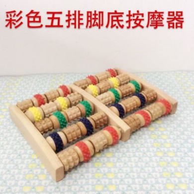 厂家直销批发彩五排天然木制脚底按摩轮 足浴按摩器 个人保健护理