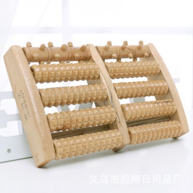 足部按摩器 滚动天然木制品 五排穴位按摩 脚底按摩器 厂家直销