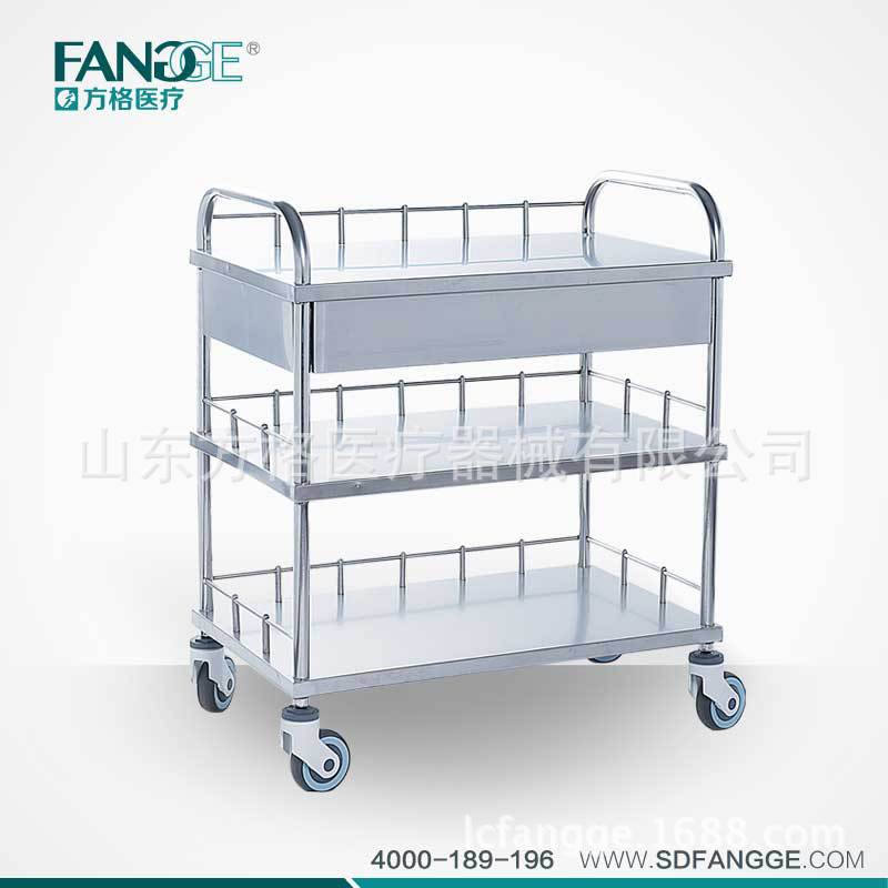 不锈钢三层带抽屉器械车b12