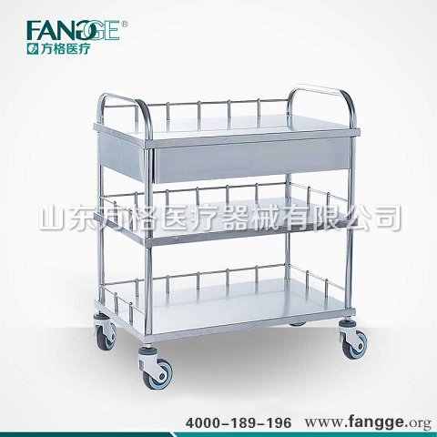 批发医用器械车 方格不锈钢器械车说明