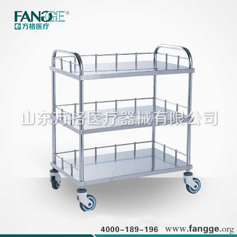 三层不锈钢器械车，方格医用不锈钢器械车B11