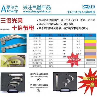 进口LED不锈钢喉镜片及套装