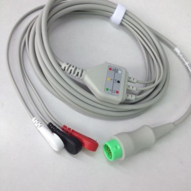 EA6251B/12针5导一体式心电电缆/ AHA 按扣式/心电导联线_简介